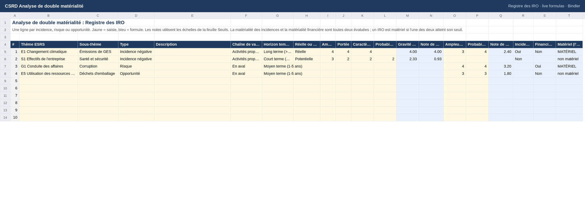 CSRD Analyse de double matérialité  sheet preview 1
